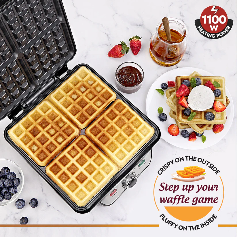 JUMBO 4-SLICE WAFFLE MAKER AM-BWM04-BM